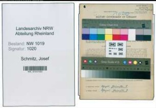 Entnazifizierung Josef Schmitz , geb. 26.11.1881 (Schaffner)