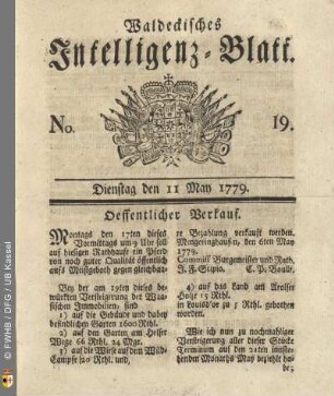 No. 19, Dienstag den 11 May 1779