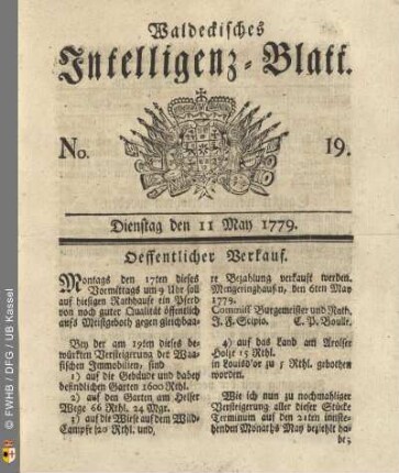 No. 19, Dienstag den 11 May 1779