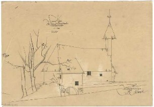 Gsaenger, Gustav; Ramsau bei Berchtesgaden (Bayern); Ev. Kirche - Tektur Nordwestseite (Perspektive)