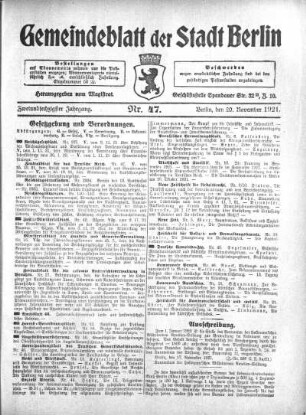 1921,47: Nr. 47, 20. November 1921