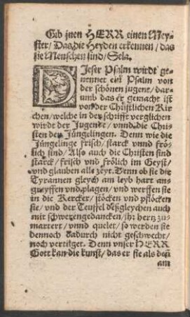 Dieser Psalm wirdt genennet ein Psalm von der schönen jugent ....