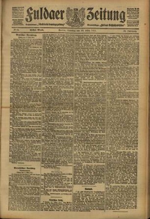 Erste Ausgabe vom Samstag, den 18. März 1911.
