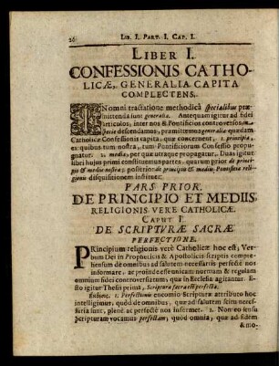 Liber I. Confessionis Catholicae, Generalia Capita Complectens.