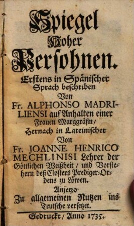 Spiegel Hoher Persohnen