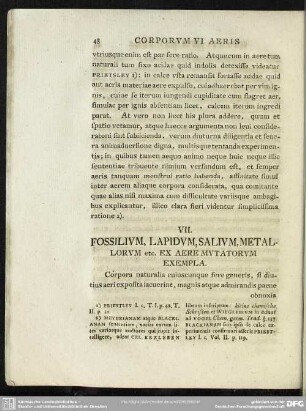 VII. Fossilium, Lapidum, Salium, Metallorum etc. Ex Aere Mutatorum Exempla