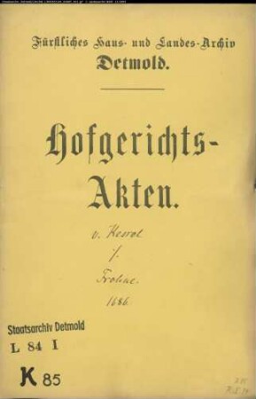 von Kessel, Philipp Abel Bormann zu Hovedissen gegen Frohne zu Vinnen - Schuldforderung