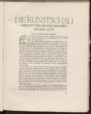 Die Kunstschau - Beiblatt der Meister der Farbe - Oktober 1912
