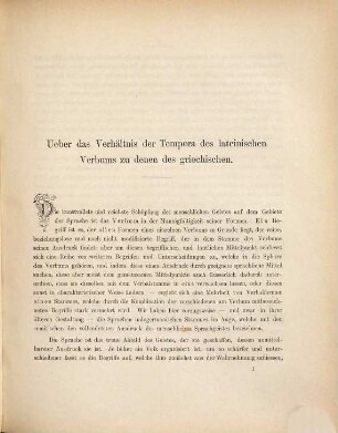 Ueber das Verhältnis der Tempora des lateinischen Verbums zu denen des griechischen