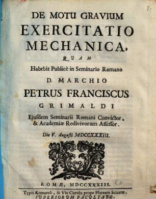 De motu gravium exercitatio mechanica
