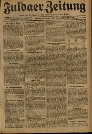 Erste Ausgabe vom Sonntag, den 29. Oktober 1922.