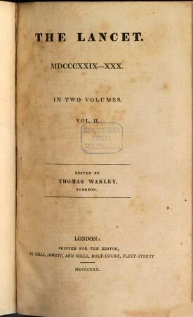 The lancet, 1829/30, Vol. 2