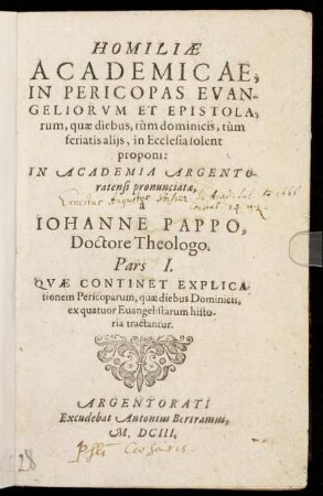1: Homiliae Academicae. 1