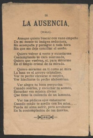 La ausencia. : (Wals).
