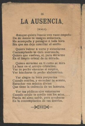 La ausencia. : (Wals).