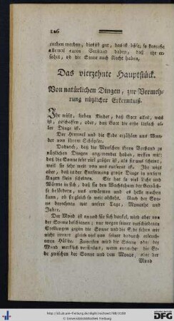 Das vierzehnte Hauptstück. Von natürlichen Dingen, zur Vermehrung nützlicher Erkenntniß.