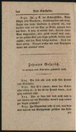 Zehentes Gespräch, in welchem vom Schröpfen gehandelt wird