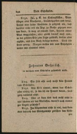 Zehentes Gespräch, in welchem vom Schröpfen gehandelt wird