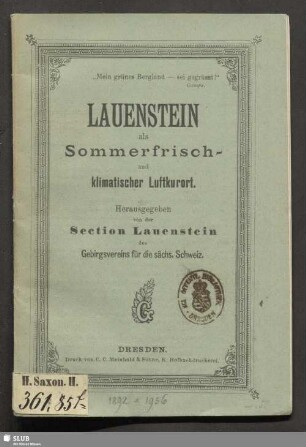 Lauenstein als Sommerfrisch- und klimatischer Luftkurort