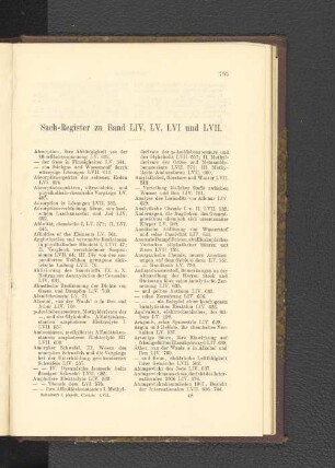 Sach-Register zu Band LIV, LV, LVI und LVII