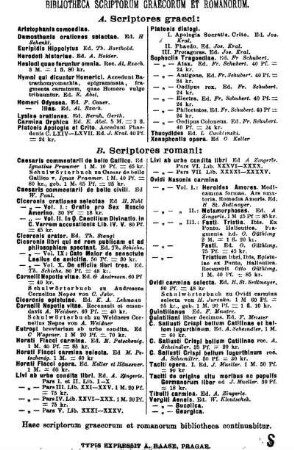 Bibliotheca Scriptorum Graecorum Et Romanorum.