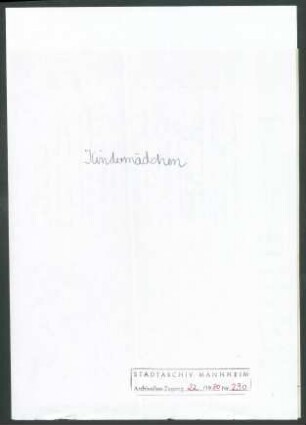 Zelis, Erna, ,Kindermädchen, Düsseldorf, Schriftwechsel mit Wichert