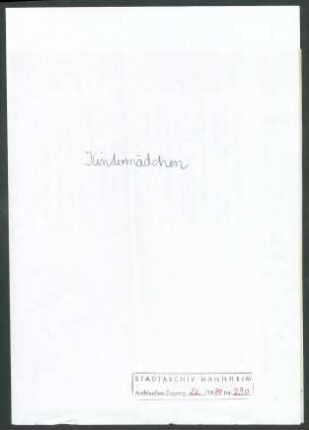 Zelis, Erna, ,Kindermädchen, Düsseldorf, Schriftwechsel mit Wichert