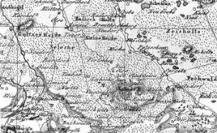 Hohendubrau-Dauban. Karte der Niederlausitz - dem Gebiet Senftenberg, Spremberg, Muskau, Königswartha. Ohne Datum, bez.: Jung, Sect. 72, geograph. Institut Weimar
