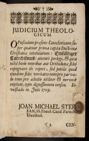 2r-2v, Judicium Theologicum; Censura Et Approbatio Ordinarii