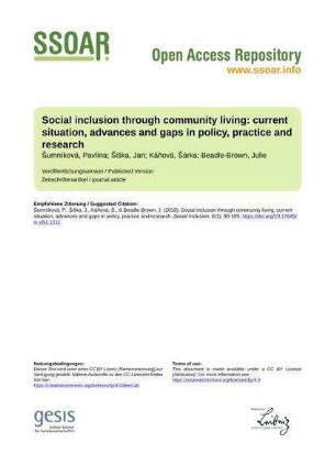Social inclusion through community living: current situation, advances and gaps in policy, practice and research
