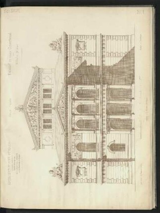 Entwurf zu einem Konzertsaal. Fassade der Eingangsseite