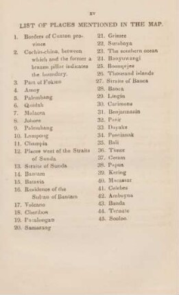 List of places mentioned in the map