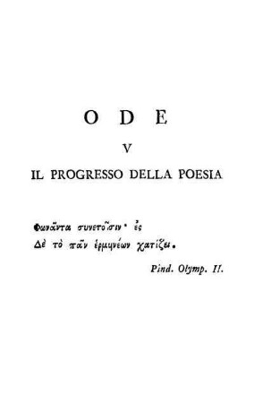 Ode V Il Progresso Della Poesia