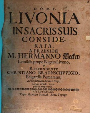 Livonia in sacris suis considerata