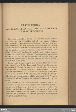 Fünftes Kapitel, Allgemeine Übersicht über das Wesen des Pigmentverfahrens