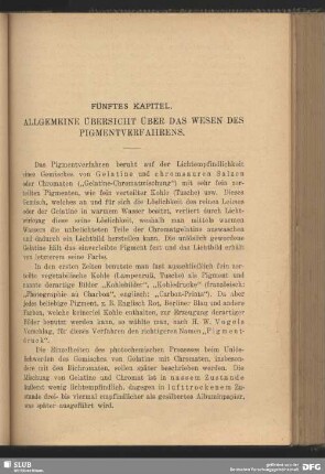 Fünftes Kapitel, Allgemeine Übersicht über das Wesen des Pigmentverfahrens