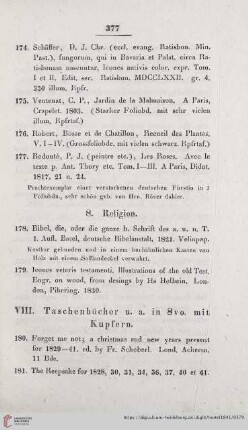 VIII. Tschenbücher u. a. in Svo. mit Kupfern.