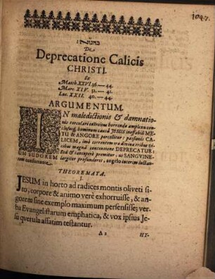 Exercitatio Theologica De Deprecatione Calicis Christi