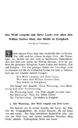 Die Welt vergeht mit ihrer Lust.