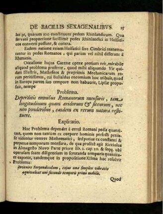 II. Problema de Pede & mensuris Romanorum deperditis, ex rerum Natura restituendis