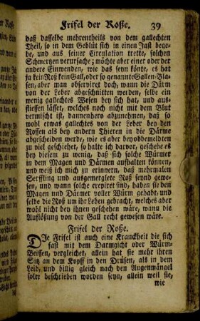 Frisel der Roße. - Allerley Geschwulsten der Roße.