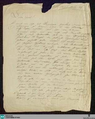 Brief von Unbekannt an Philipp Jakob Scheffel vom 26.03.1817 - K 2667
