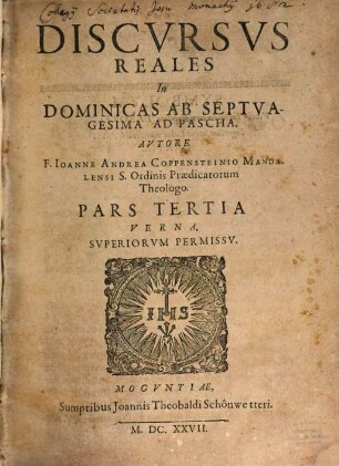 Discursus Reales ..., 3. In Dominicas Ab Septuagesima Ad Pascha