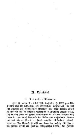 Die rechten Themata : Sprechsaal