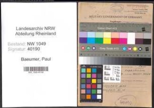 Entnazifizierung Paul Baeumer , geb. 13.11.1905 (Schlosser)