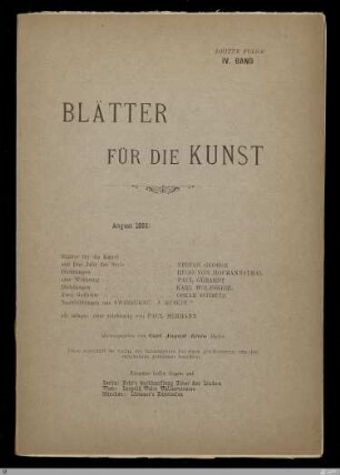 3.F. 4.1896: [Blätter für die Kunst] Band 3.F. 4.1896