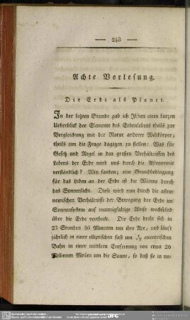 Achte Vorlesung. Die Erde als Planet