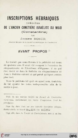 Sér. 5: Inscriptions hébraïques inédites de l'ancien cimetière israélite du Msid (Constantine)