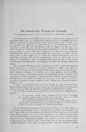 Die künstlerische Wertung der Entwürfe.