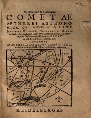 Consideratio et observatio Cometae aetherei astronomica, qui anno 1580 ... in alto aethere apparuit ...